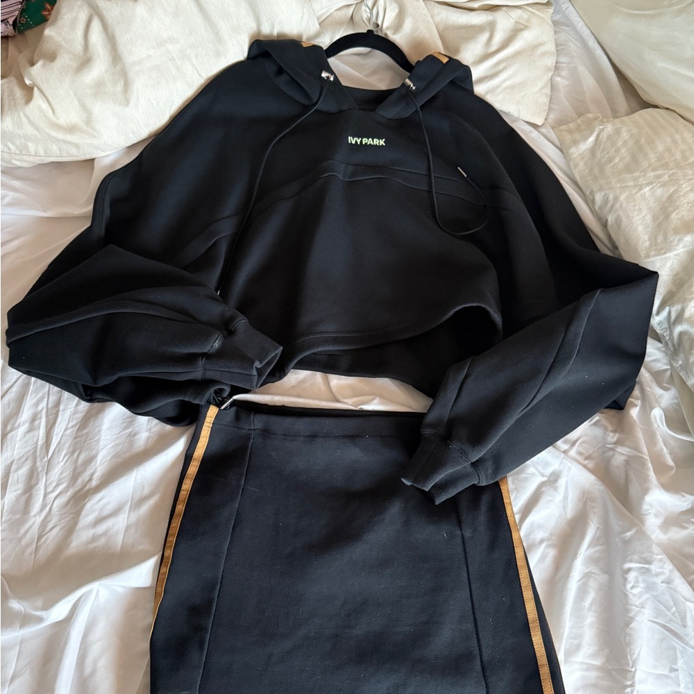IVY PARK Black Hoodie and Skirt Ensemble